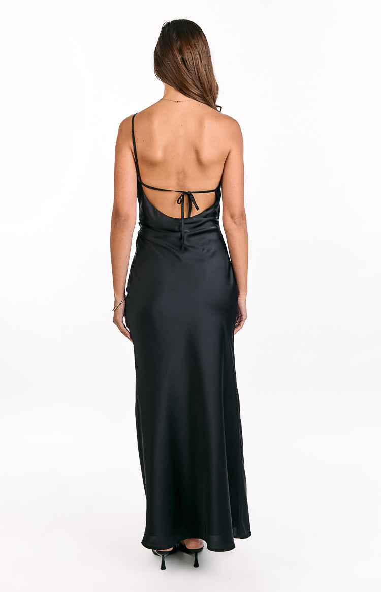Marriot Black One Shoulder Formal Maxi Dress Image