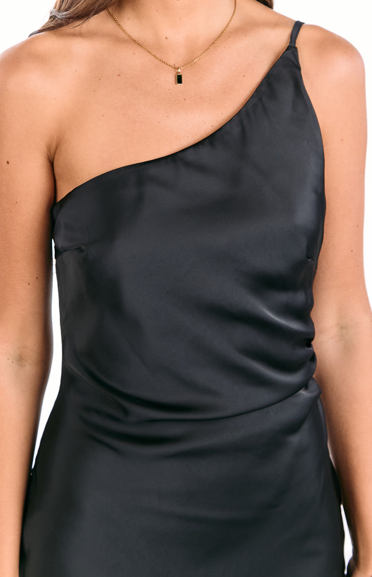 Marriot Black One Shoulder Formal Maxi Dress Image