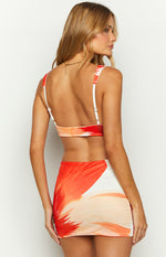 Mesa White Floral Print Mini Skirt Image