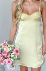 Michy Yellow Lace Detail Mini Dress Image