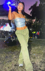 Millie Khaki Low Rise Cargo Trousers Image