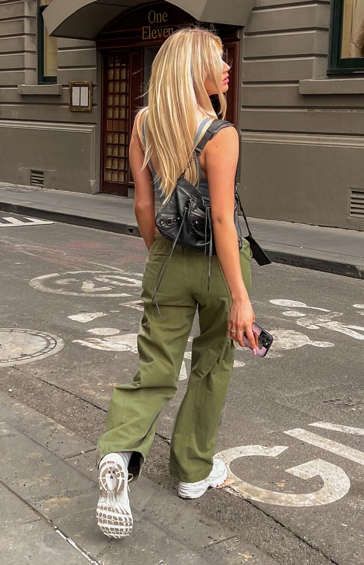 Millie Khaki Low Rise Cargo Trousers Image