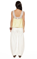 Mira Yellow Satin Lace Detail Top Image