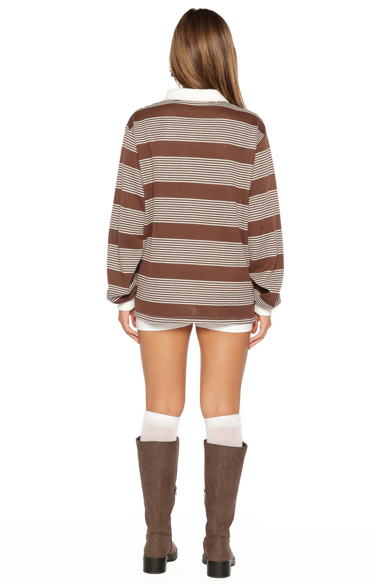 Mirabelle Brown Stripe Polo Image