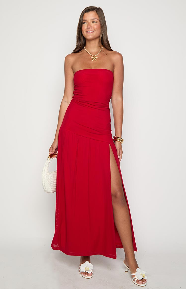 Morrigan Red Strapless Maxi Dress Image