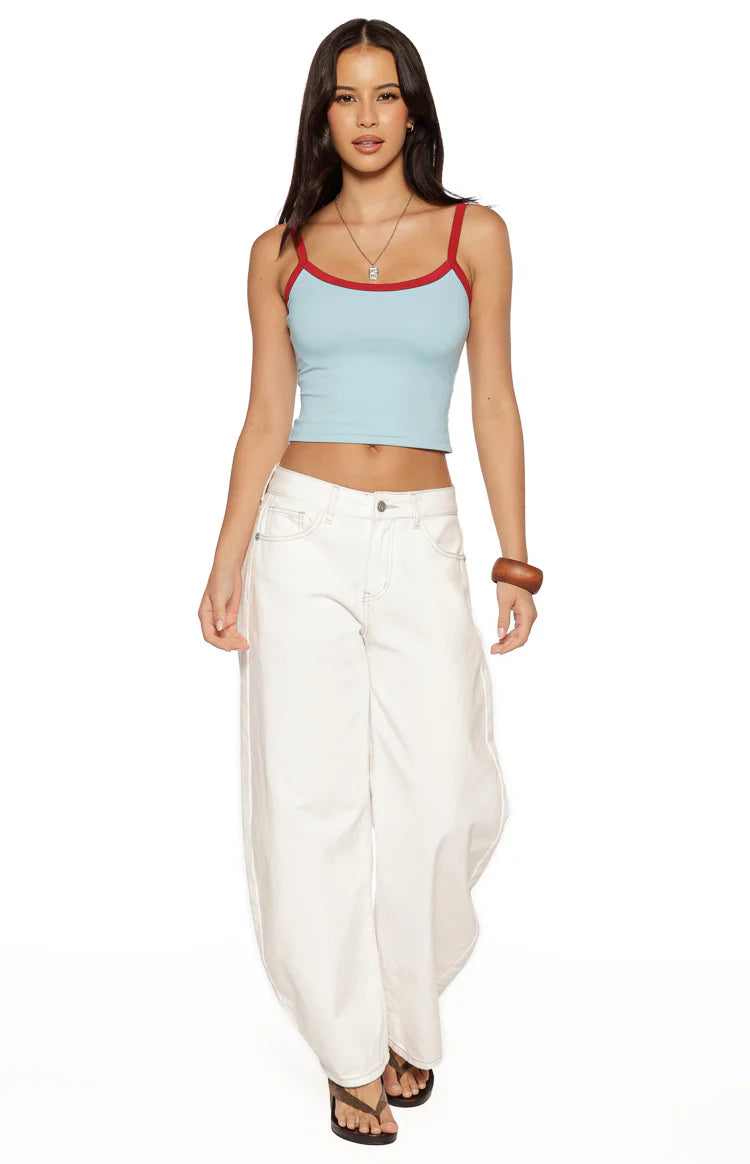 Myles Blue Strappy Tank Top Image