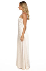 Natasha Cream Satin Maxi Dress Image