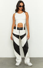 Night Rider PU White Contrast Pants Image