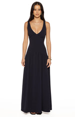 Novi Navy Drop Waist Crepe Maxi Dress Image