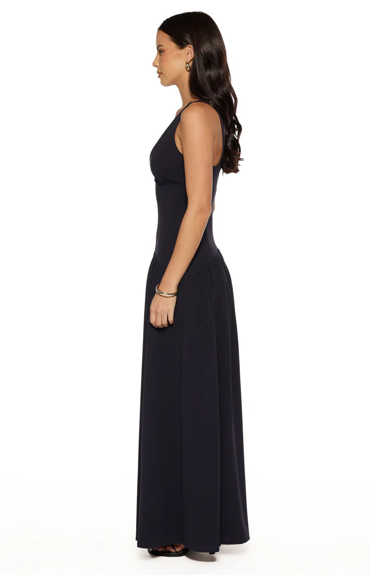 Novi Navy Drop Waist Crepe Maxi Dress Image