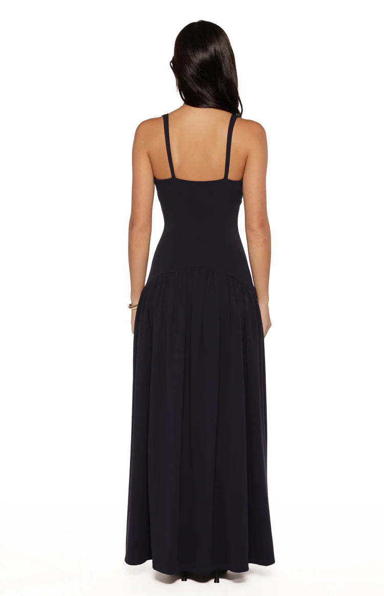 Novi Navy Drop Waist Crepe Maxi Dress Image