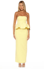Olina Yellow Crepe Strapless Top Image