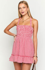 Oppolo Red Gingham Mini Dress Image