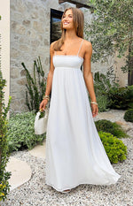 Patsy White Satin Maxi Dress Image