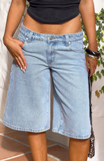 Peggy Light Wash Denim Shorts Image