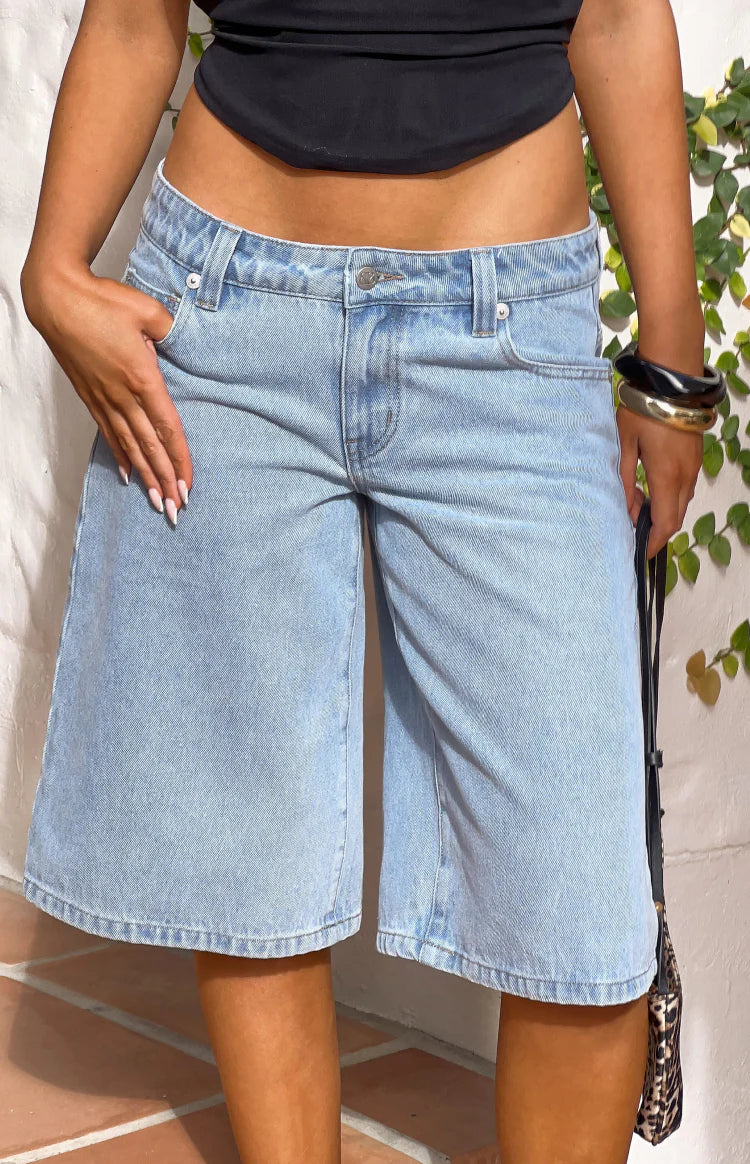 Peggy Light Wash Denim Shorts Image
