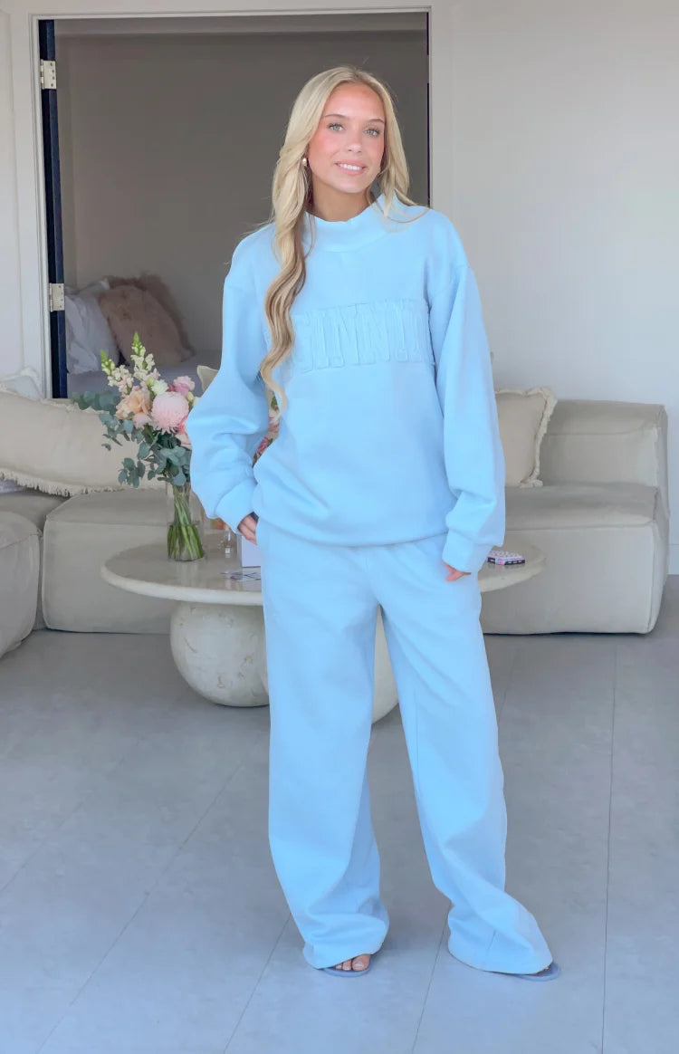 Pip Blue Mid Rise Slouch Fit Trackpants Image