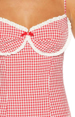 Please Red Gingham Mini Dress Image