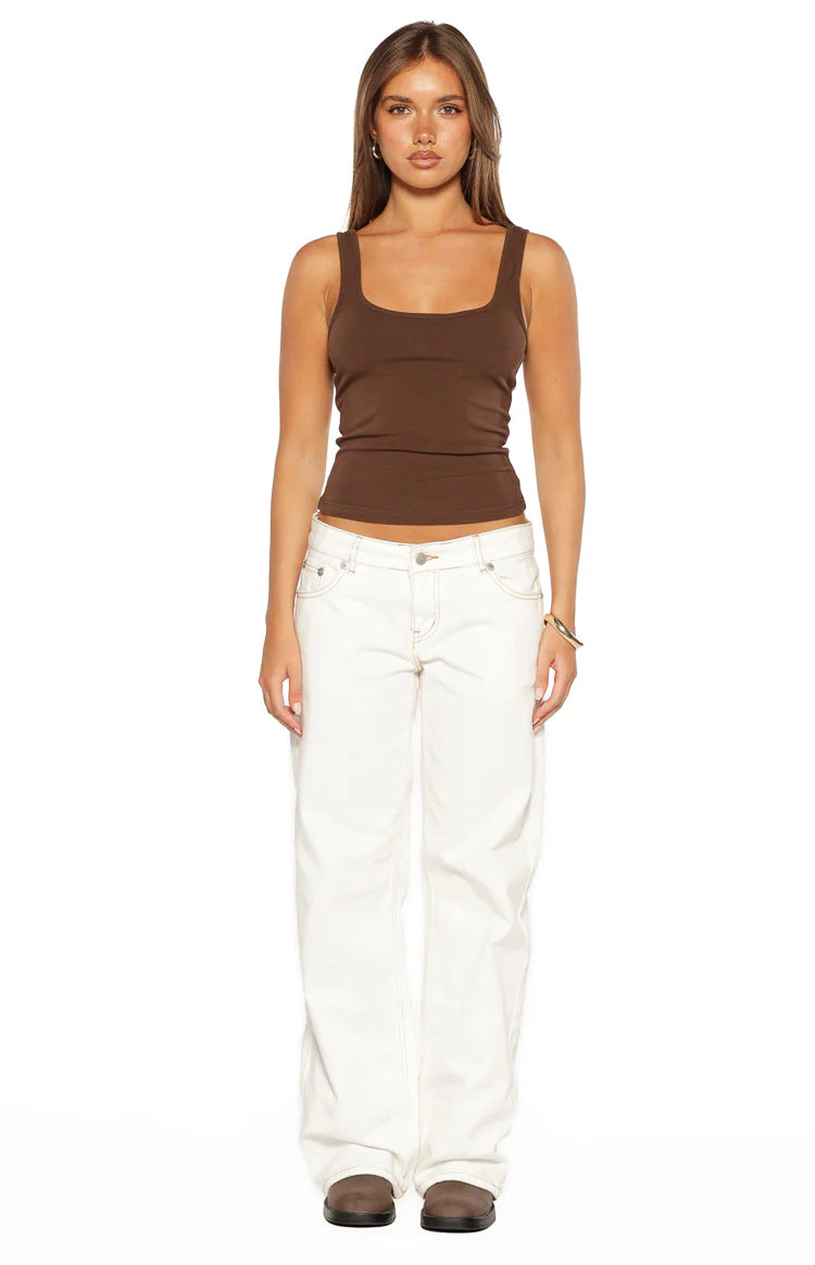Prue Brown Scoop Neck Tank Top Image