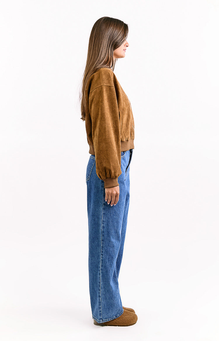 Rebecca Tan Cuffed Suedette Bomber Jacket Image