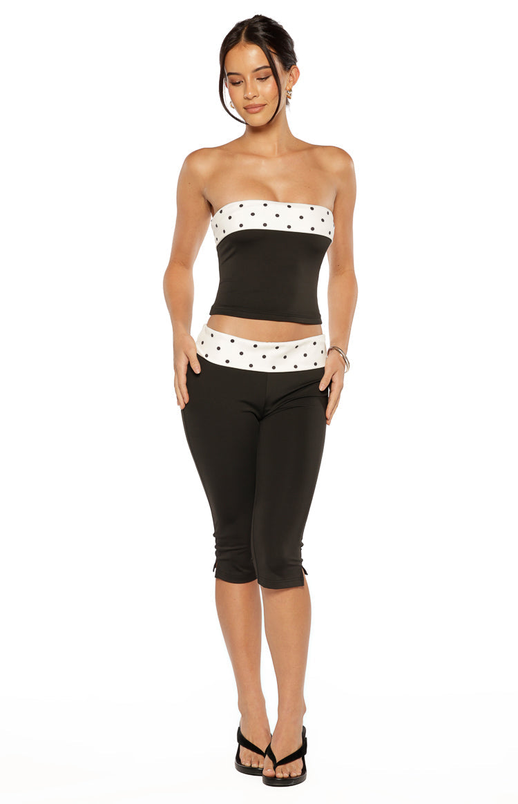 Reece Black Polka Dot Strapless Top Image