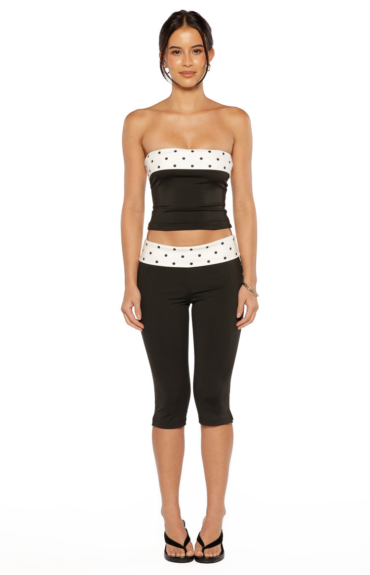 Reece Black Polka Dot Strapless Top Image