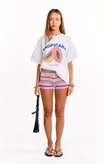 Remie Cream Stripe Knit Shorts Image