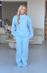 Remy Blue Applique Mock Neck Sweater Image