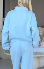 Remy Blue Applique Mock Neck Sweater Image