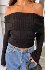 Joey Black Off Shoulder Sweater Image