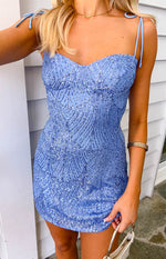 Penny Lane Light Blue Sequin Mini Dress Image
