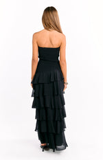 Riles Black Strapless Ruffle Maxi Dress Image