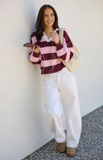 Rina Pink Stripe Polo Image