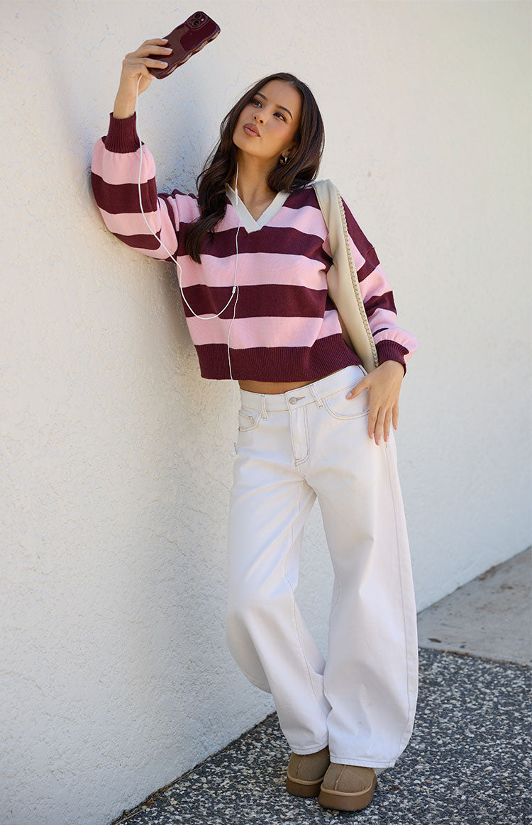 Rina Pink Stripe Polo Image