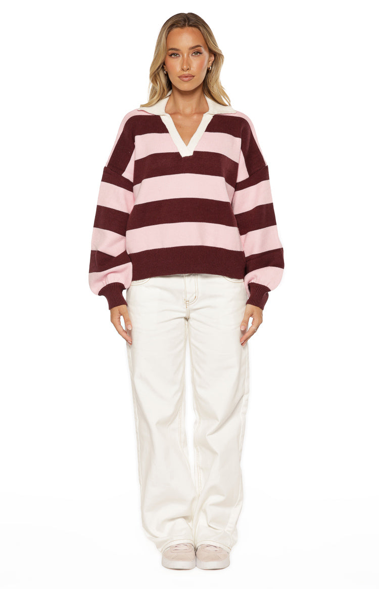 Rina Pink Stripe Polo Image