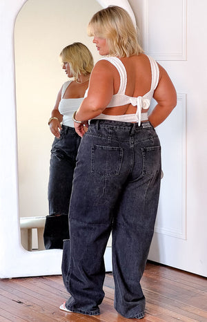 Robin Wide Leg Jeans Black Wash