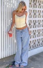 Rosie Yellow Lace Trim Hook and Eye Singlet Image