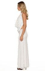 Rozie White Polka Dot Mesh Maxi Skirt Image