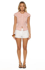 Rumi Pink Plaid Peter Pan Collar Top Image