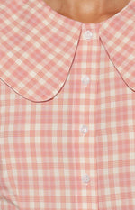 Rumi Pink Plaid Peter Pan Collar Top Image