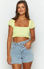 Rylee Yellow Chiffon Crop Top Image