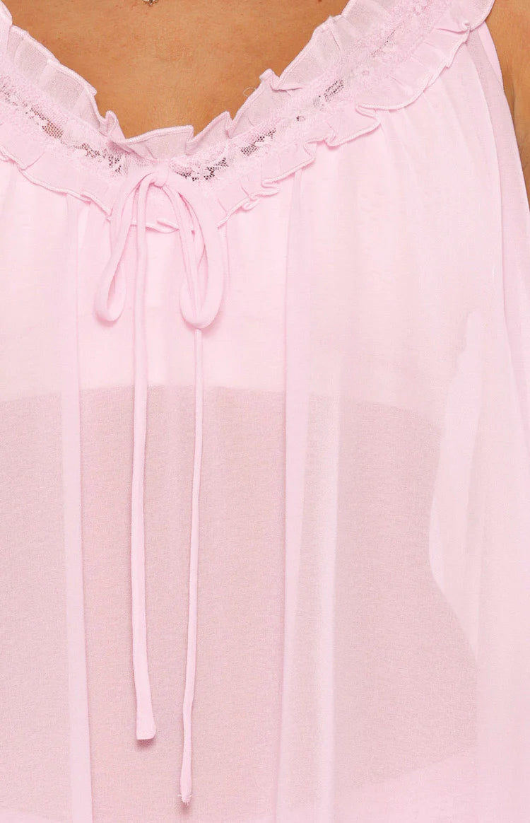 Sab Pink Sheer Frill Mini Dress Image