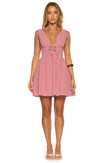 Saffron Red Gingham Tie Mini Dress Image