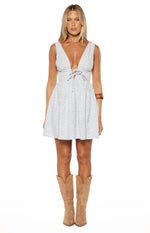 Saffron Blue Floral Tie Mini Dress Image
