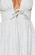 Saffron Blue Floral Tie Mini Dress Image