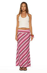 Sasha Pink Multi Stripe Maxi Skirt Image