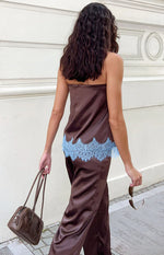 Shirley Brown Satin Lace Trim Strapless Top Image