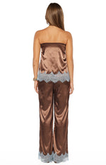 Shirley Brown Satin Lace Trim Strapless Top Image