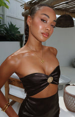 Shore Side Black Satin Strapless Mini Dress Image