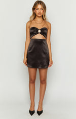 Shore Side Black Satin Strapless Mini Dress Image